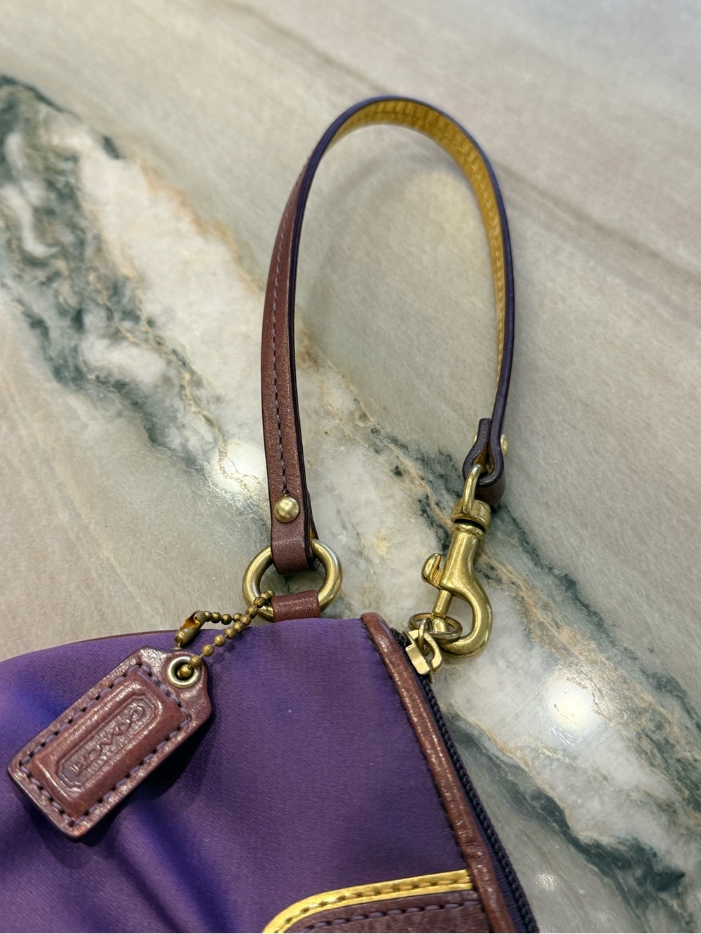 Coach Amanda Purple Satin Gathered Wristlet Clutch Style 42032 Gold Hardware - Picture 9 of 9